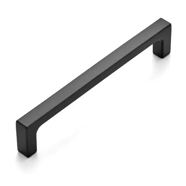 Hardwify 5-inch matte black square cabinet handle close up