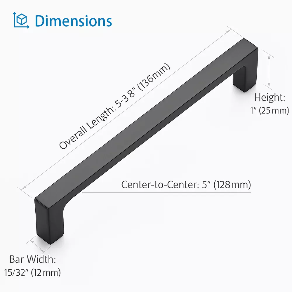 Hardwify 30-Pack Matte Black Square Cabinet Handles – 5-Inch Modern Drawer Pulls for Kitchen, Bathroom & Furniture