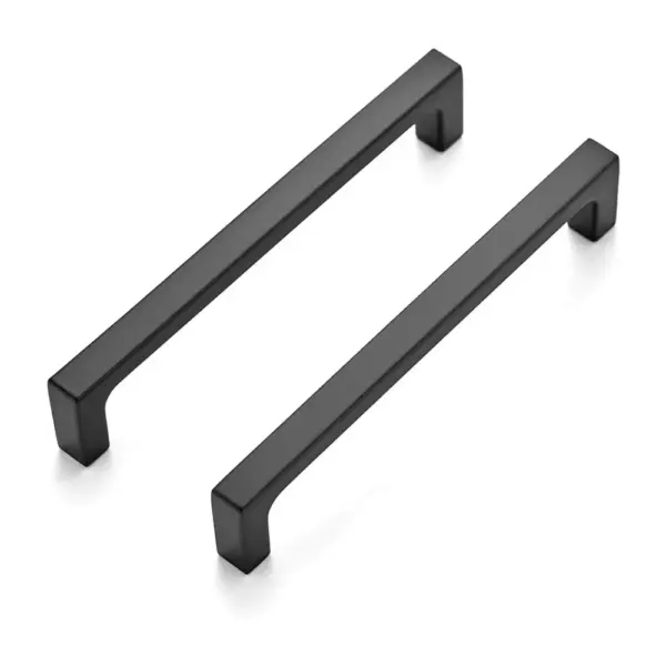 Hardwify 5-inch matte black square cabinet handle front view showcasing modern minimalist design