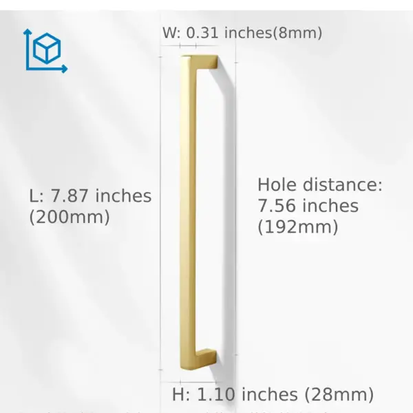 Hardwify Solid Brass Square Bar Cabinet Pull Handles – 3.75” (96mm), Pack of 3 - Image 6