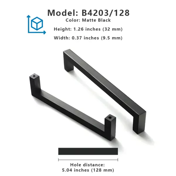 B4203 Matte Black Aluminum Alloy Cabinet Pulls - 10-Pack Rustproof Drawer Pulls for Kitchen/Wardrobe (3.5in Center-to-Center) - Image 4