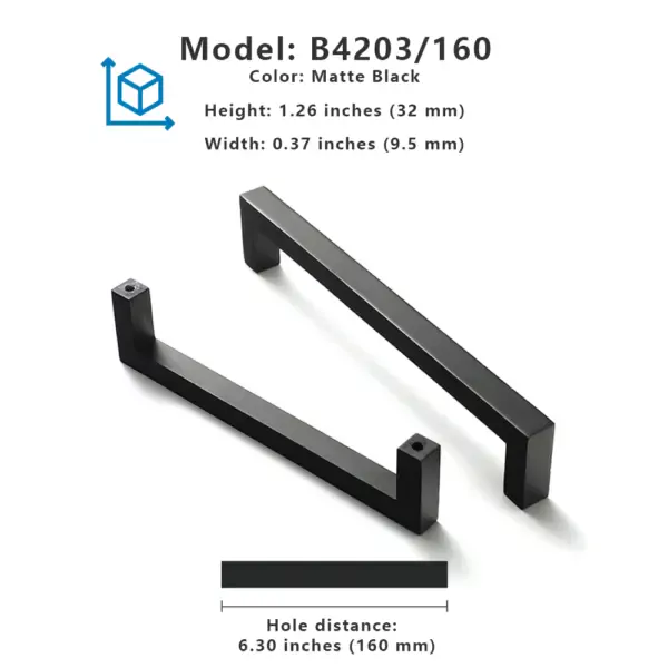B4203 Matte Black Aluminum Alloy Cabinet Pulls - 10-Pack Rustproof Drawer Pulls for Kitchen/Wardrobe (3.5in Center-to-Center) - Image 5